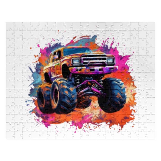 Monster Truck Big Retro Race Dad Trucker Lover Jigsaw Puzzles