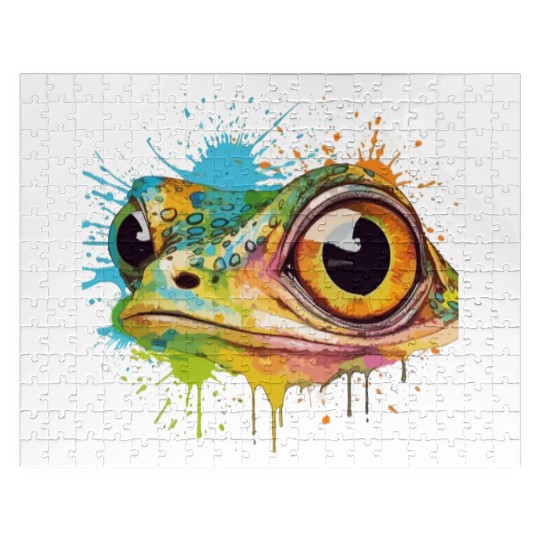 Colorful Leap - Watercolor Style Frog Art Jigsaw Puzzles
