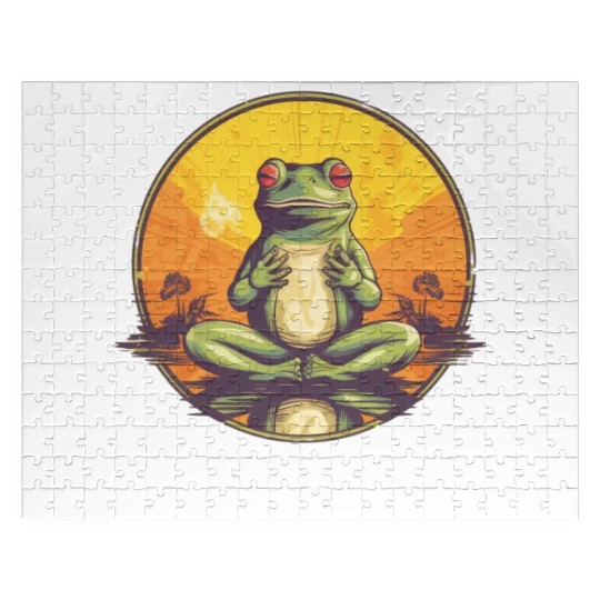 Yoga Meditation Namaste Frog Jigsaw Puzzles