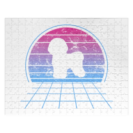 Bichon Frise Silhouette Retro Vintage Jigsaw Puzzles