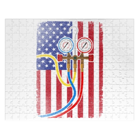Patriotic HVAC Technician American Flag HVAC Tech Jigsaw Puzzles