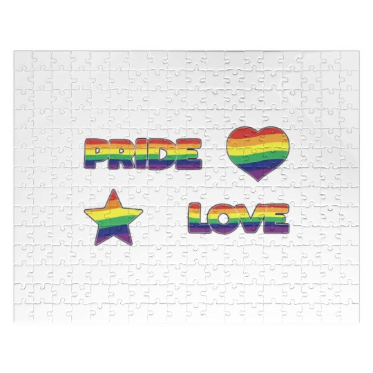 LGBTQ community stickers with flag star and heart Jigsaw Puzzles
