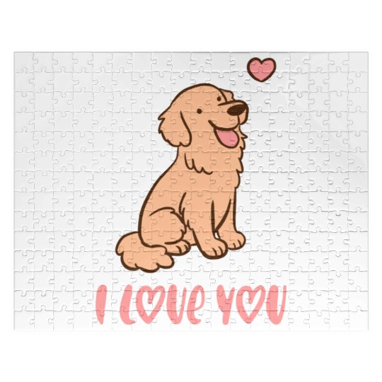 I Love You Cute Golden Retriever Illustration A Jigsaw Puzzles