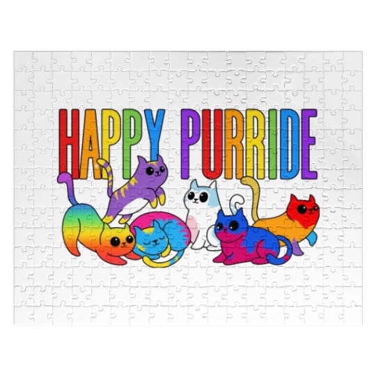 Happy Purride LGBTQIA+ Cats Colorful Cat Jigsaw Puzzles