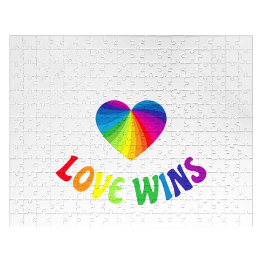 Love wins LGBTQ Pride Rainbow Flag Gay Lesbian Jigsaw Puzzles