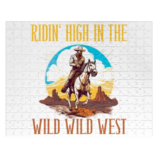 Ridin High In The Wild Wild West for a Horsewoman Jigsaw Puzzles