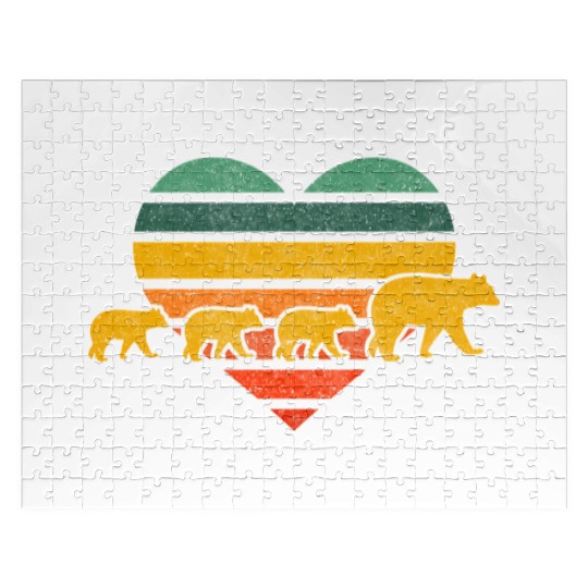 Mama Bear Three Cubs Heart Mothers Day Jigsaw Puzzles