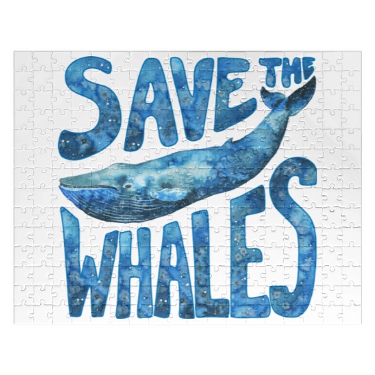 Save The Whales Blue Whale Design Jigsaw Puzzles