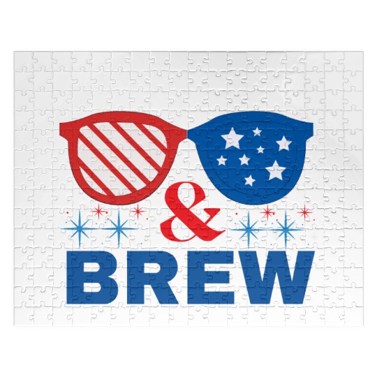 Red, White, and Brew - 4th of July American indepe Jigsaw Puzzles