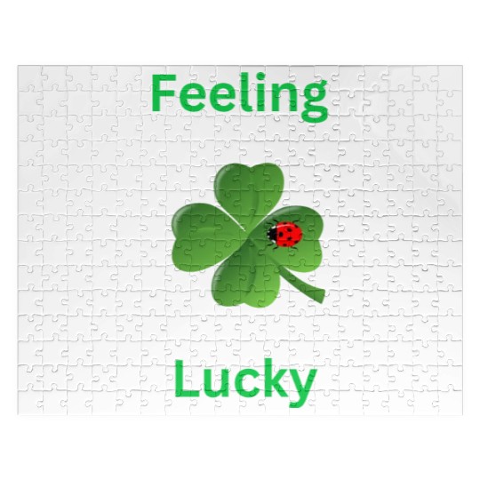 Feeling Lucky with a 4 leaf clover and a ladybug Jigsaw Puzzles