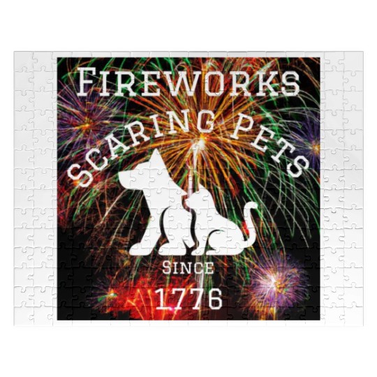 Fireworks Scaring Pets Since 1776 Jigsaw Puzzles