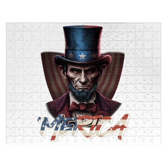 Merica Lincoln Independence Day Party 4th July Jigsaw Puzzles
