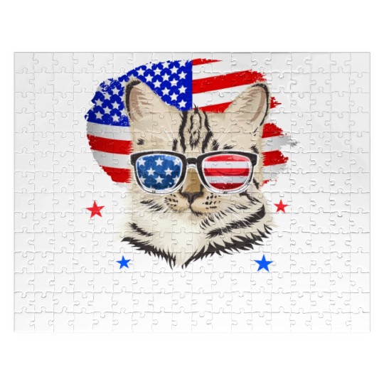 Meowica Cat lover Independence Day Patriotic Jigsaw Puzzles