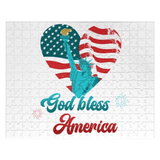 God Bless America Independence Day 4th July USA Jigsaw Puzzles