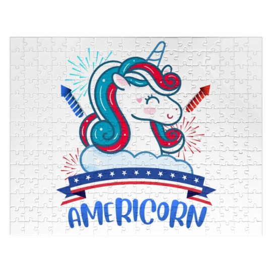 Americorn Unicorn America Party Independence Day Jigsaw Puzzles