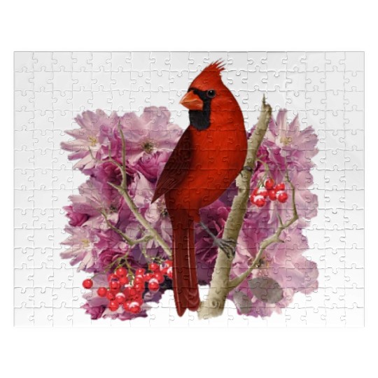 Funny Red Cardinal Bird Ornament Christmas Gifts Jigsaw Puzzles