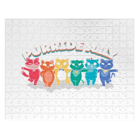 Purride Ally Cat Rainbow LGBT Pride Month Feline Jigsaw Puzzles