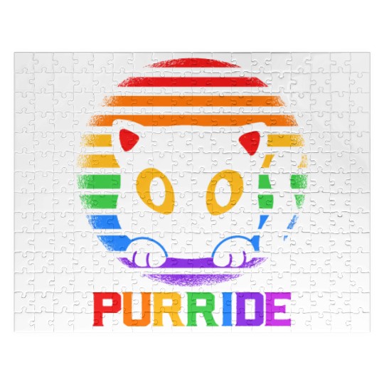 Purride Ally Cat Rainbow LGBT Pride Month Feline Jigsaw Puzzles