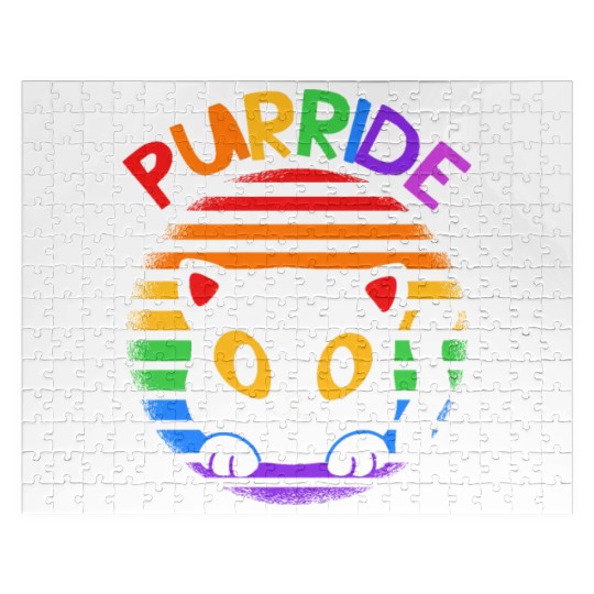 Purride Ally Cat Rainbow LGBT Pride Month Feline Jigsaw Puzzles