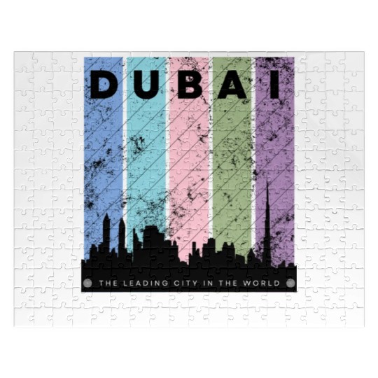 Black Colorful Dubai The Leading City in the World Jigsaw Puzzles