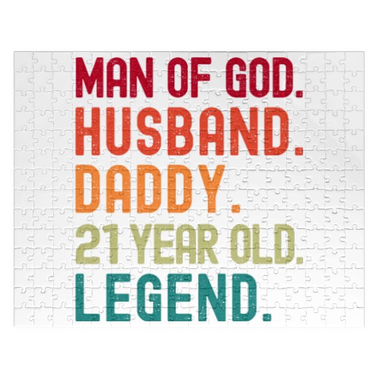 Man of God Husband Dad Vintage 21st Birthday Jigsaw Puzzles