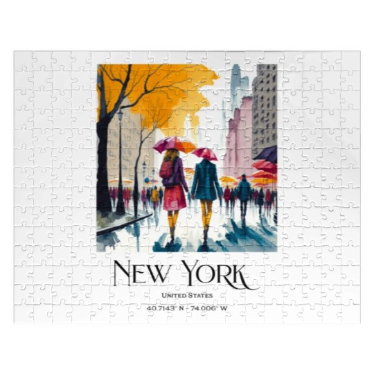 Couple walking in the streets of New York City Jigsaw Puzzles