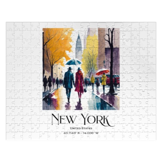 Couple walking in the streets of New York City Jigsaw Puzzles