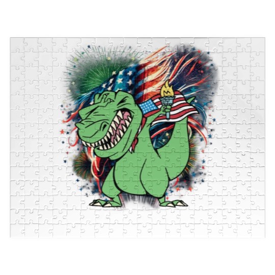 Amerisaurus Rex Independence Day USA Party Jigsaw Puzzles
