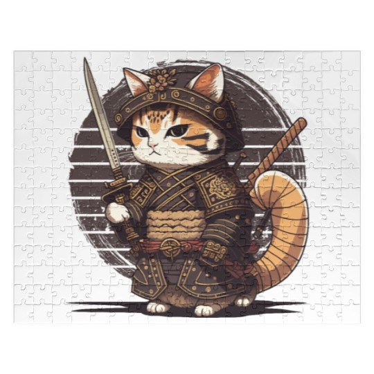 Samurai Cat Warrior Japanese Ninja Cat Kawaii Jigsaw Puzzles