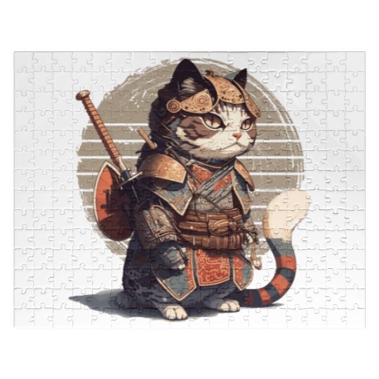 Samurai Cat Warrior Japanese Ninja Cat Kawaii Jigsaw Puzzles