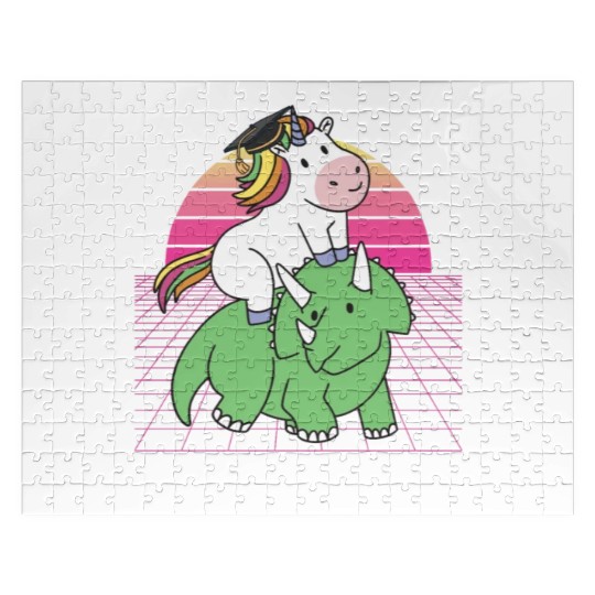 Student Unicorn Triceratops Dino Back To School Jigsaw Puzzles