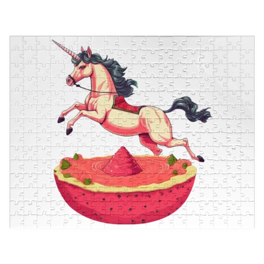 Unicorn with Watermelon and Dragonfruit - Tropical Jigsaw Puzzles