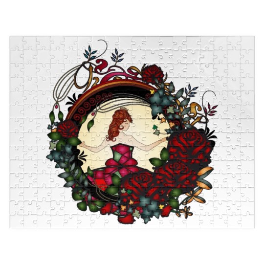 Art Nouveau princess in the rose garden Jigsaw Puzzles