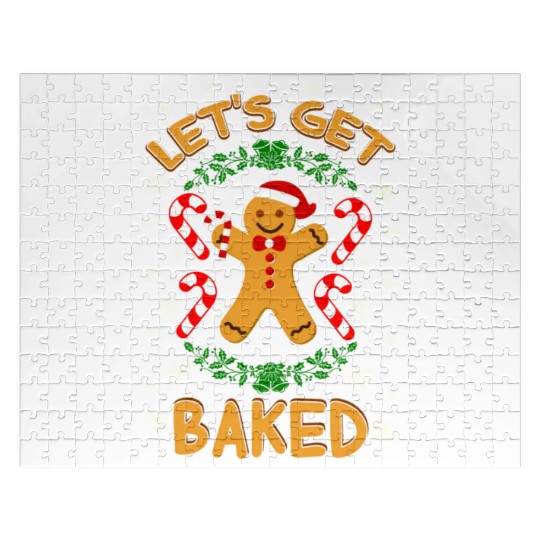 Let's Get Baked Gingerbread Cookies Candy Cane Jigsaw Puzzles