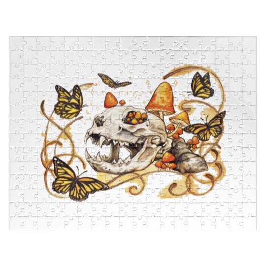 Cat Skull And Butterflies Jigsaw Puzzles