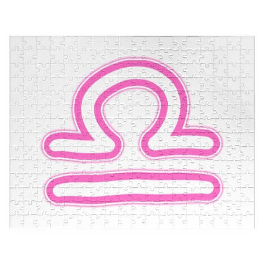 Libra Zodiac Sign Neon Pink Jigsaw Puzzles
