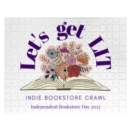 Let'S Get Lit Indie Bookstore Crawl Bookstore Day Jigsaw Puzzles