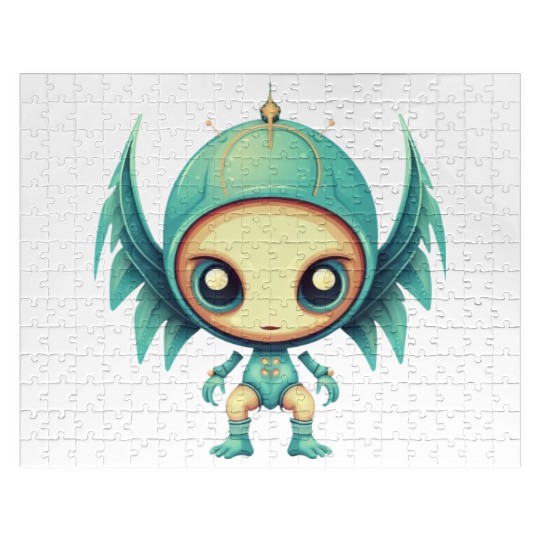 Alien Angel Wings Cyborg - Futuristic Design Jigsaw Puzzles