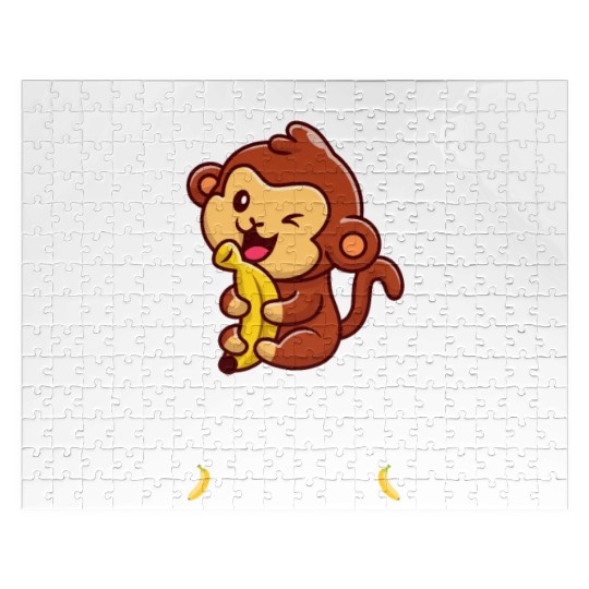 Cute monkey with a banana Jigsaw Puzzles