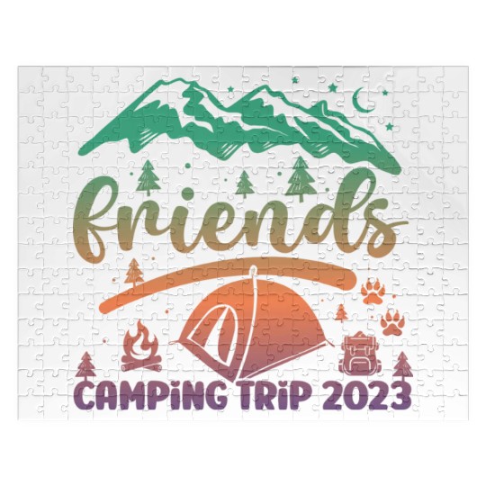 Friends Camping Trip Camping Lover Camper stars Jigsaw Puzzles