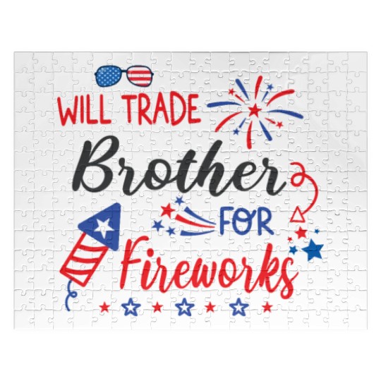 Trade Brother For Fireworks Funny Girls 4th July Jigsaw Puzzles