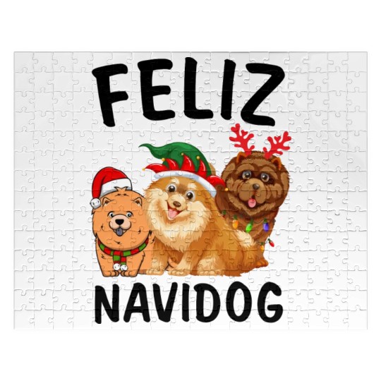 Feliz Navidog Chow Chow Reindeer Christmas Light Jigsaw Puzzles