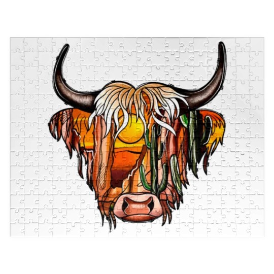 Desert Dreamer Highland Cow Jigsaw Puzzles