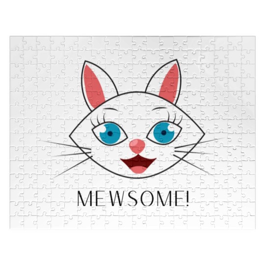 Mewsome White Cat Face Jigsaw Puzzles