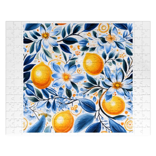 Yellow Lemon Floral Detailed Summer Collection 01 Jigsaw Puzzles