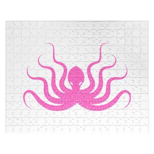 Menace Octopus Neon Pink Jigsaw Puzzles