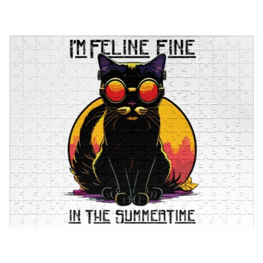 FELINE Fine | Cat Lover Summer Animal Beach Party Jigsaw Puzzles
