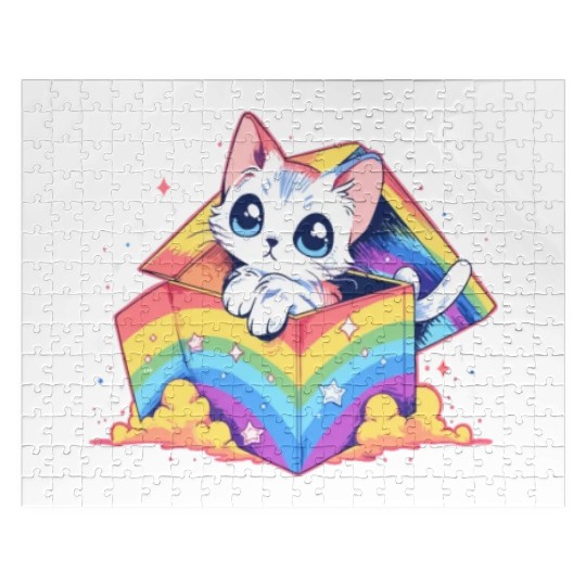 Cool Rainbow Cat Pride Transgender LGBT Community Jigsaw Puzzles