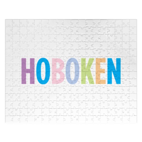 Hoboken New Jersey Colorful Type Jigsaw Puzzles