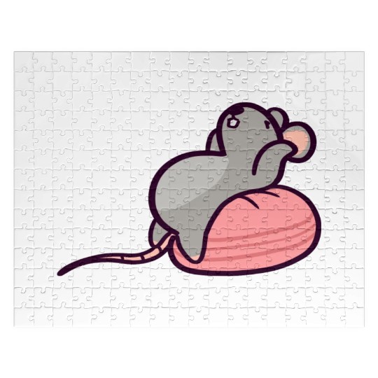 Cute Gym Rat Yoga Ball Back Stretch Jigsaw Puzzles